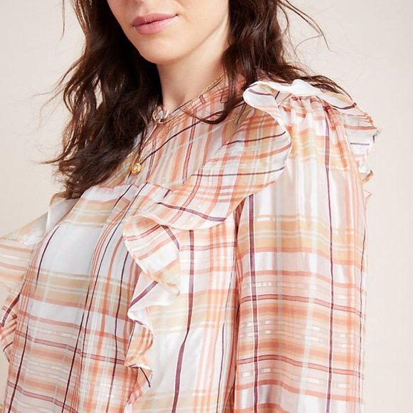 Anthroplogie Polly Ruffled Peasant Blouse 3x new with tag - Picture 3 of 10